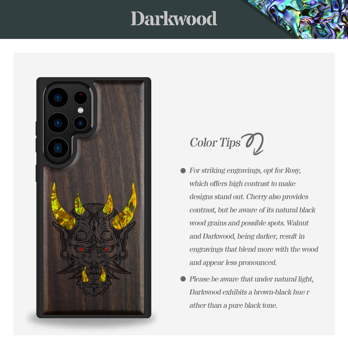 Fierce Elegance, Hand-Inlaid Wood & Mother of Pearl Case - Artisanal Cover for Samsung Galaxy