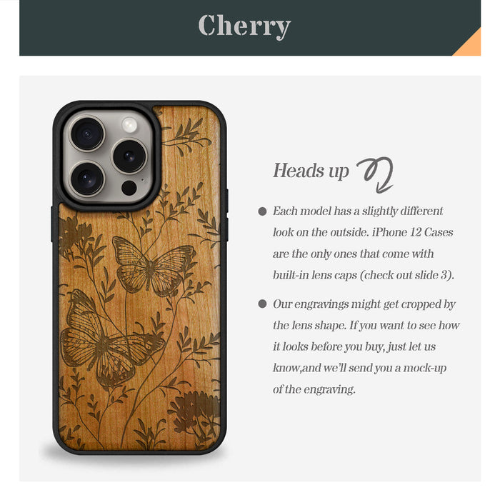 A Dance of Nature, Classic Engraved Wood & TPU Case - Artisanal Cover for Apple iPhone