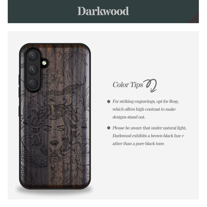 The Medusa Enigma, Classic Engraved Wood & TPU Case - Artisanal Cover for Samsung Galaxy