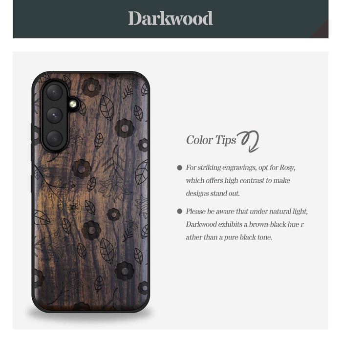 The Floral Continuum, Classic Engraved Wood & TPU Case - Artisanal Cover for Samsung Galaxy