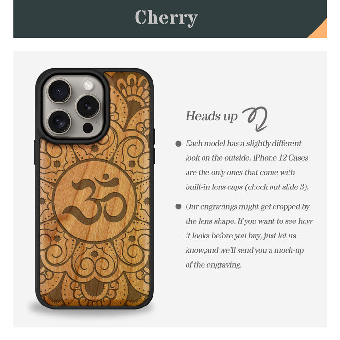 The Om Mandala Tapestry, Classic Engraved Wood & TPU Case - Artisanal Cover for Apple iPhone