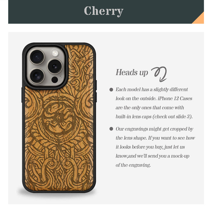 Futhark Letters, Classic Engraved Wood & TPU Case - Artisanal Cover for Apple iPhone