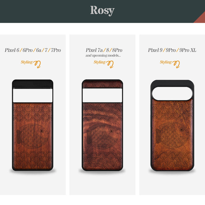 Delicate Doodles of the Deep, Classic Engraved Wood & TPU Case - Artisanal Cover for Google Pixel