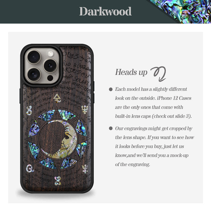 A Manuscript Enigma, Hand-Inlaid Wood & Mother of Pearl Case - Artisanal Cover for Apple iPhone