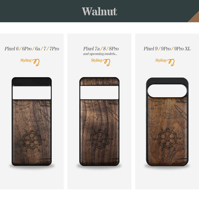 Journey of the Mariner, Classic Engraved Wood & TPU Case - Artisanal Cover for Google Pixel