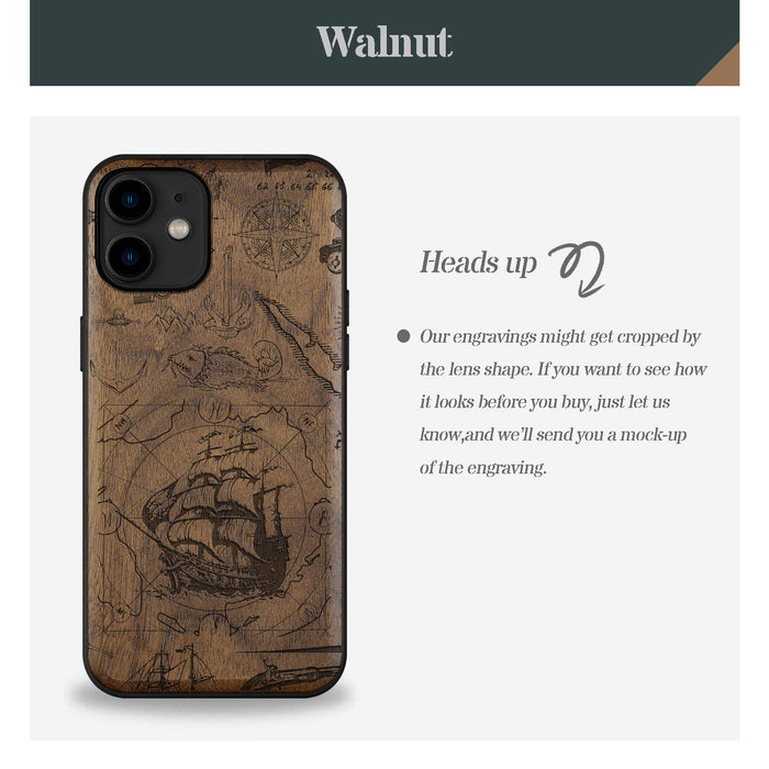 Voyage of Legends, Classic Engraved Wood & TPU Case - Artisanal Cover for Apple iPhone