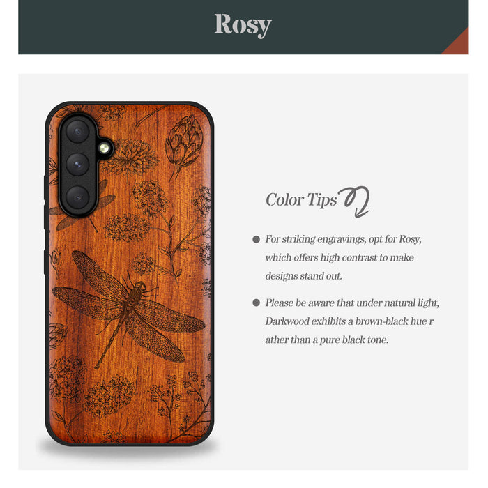 The Dragonfly Dance, Classic Engraved Wood & TPU Case - Artisanal Cover for Samsung Galaxy