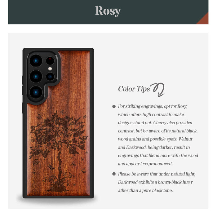 The Zentangle Sapling, Classic Engraved Wood & TPU Case - Artisanal Cover for Samsung Galaxy