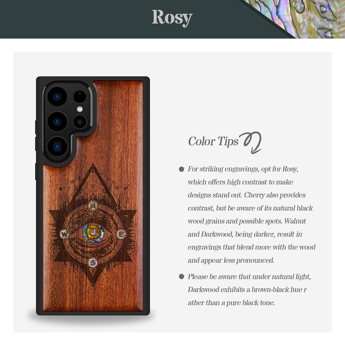 Storm Eye, Hand-Inlaid Wood & Mother of Pearl Case - Artisanal Cover for Samsung Galaxy