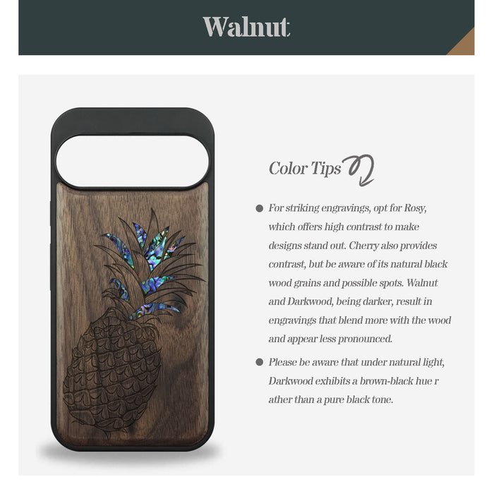 The Pineapple Fruit Design, Hand-Inlaid Wood & Mother of Pearl Case - Artisanal Cover for Google Pixel