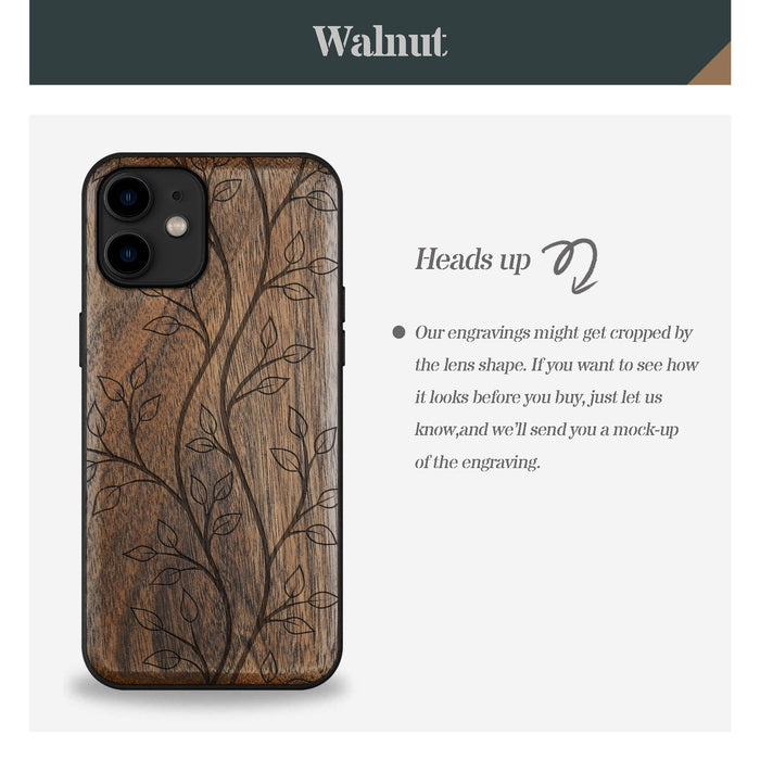 The Essence of Foliage, Classic Engraved Wood & TPU Case - Artisanal Cover for Apple iPhone