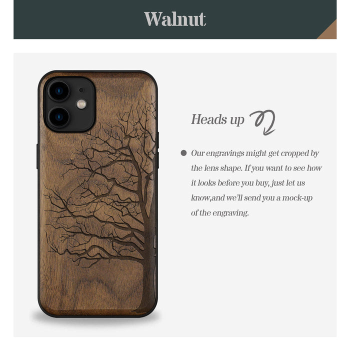 The Bare Tree, Classic Engraved Wood & TPU Case - Artisanal Cover for Apple iPhone