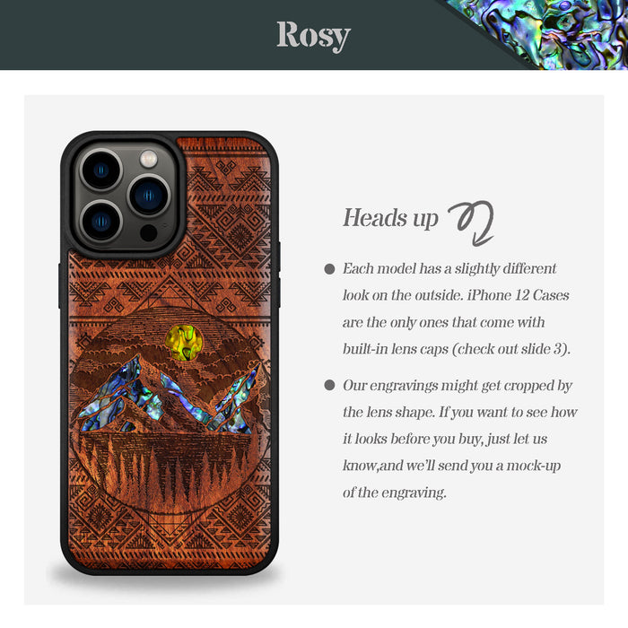 The Lens of Nature, Hand-Inlaid Wood & Mother of Pearl Case - Artisanal Cover for Apple iPhone