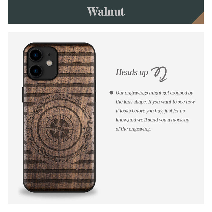 Charting the Course, Classic Engraved Wood & TPU Case - Artisanal Cover for Apple iPhone