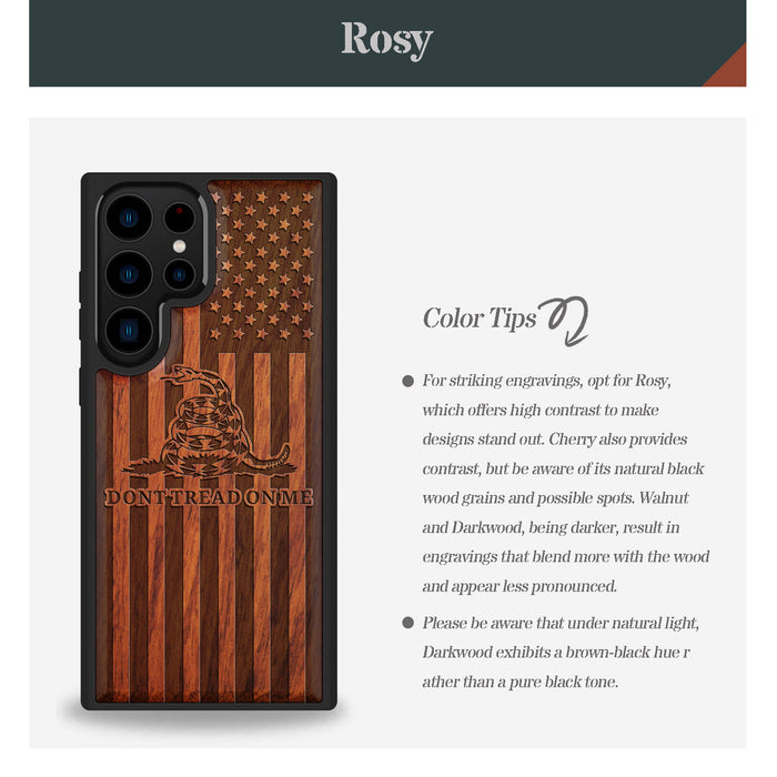 Gadsden and the American Flag, Classic Engraved Wood & TPU Case - Artisanal Cover for Samsung Galaxy