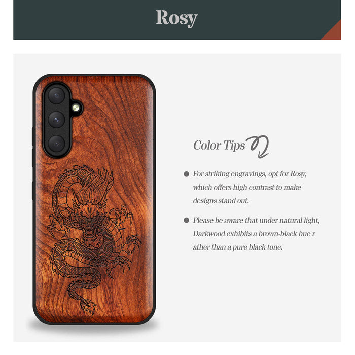 The Oriental Dragon, Classic Engraved Wood & TPU Case - Artisanal Cover for Samsung Galaxy