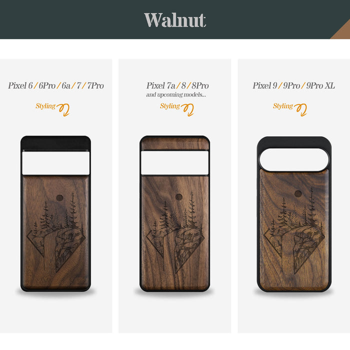 The Floating Forest and Waterfall, Classic Engraved Wood & TPU Case - Artisanal Cover for Google Pixel