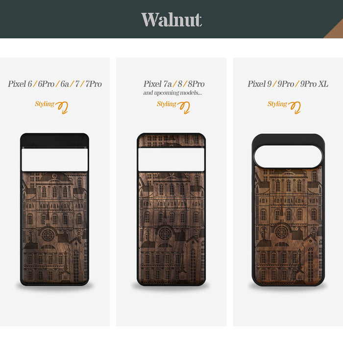 The Classical Ensemble, Classic Engraved Wood & TPU Case - Artisanal Cover for Google Pixel