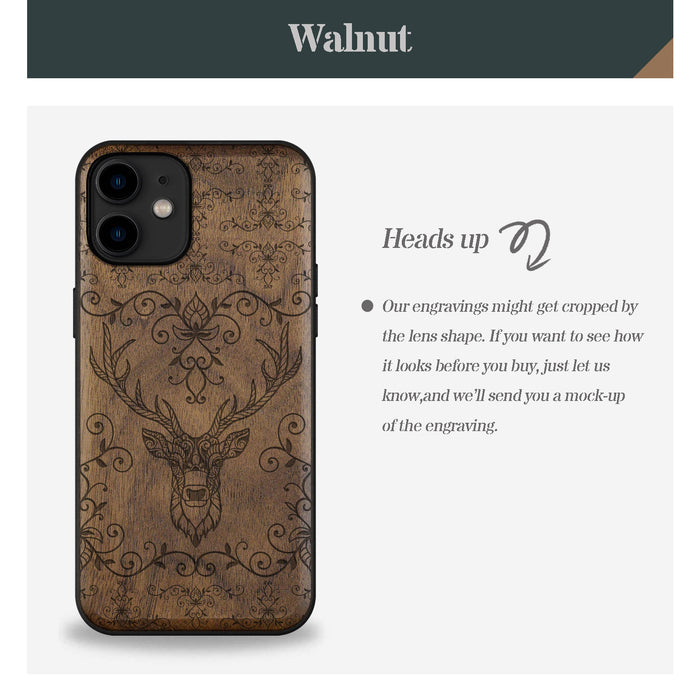 Elegance of the Enchanted Forest, Classic Engraved Wood & TPU Case - Artisanal Cover for Apple iPhone