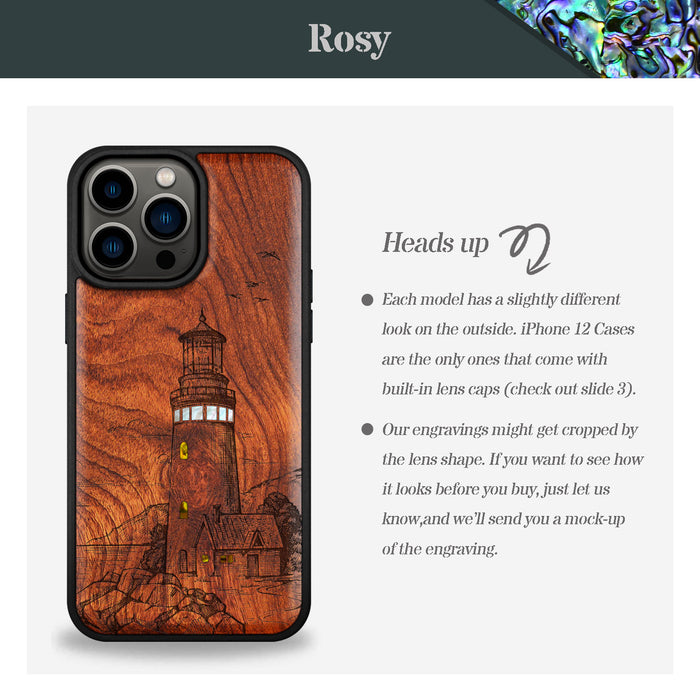 The Lighthouse Hand-Inlaid Wood & Mother of Pearl Case Apple iPhone The Lighthouse Hand-Inlaid Wood & Mother of Pearl Case Apple iPhone