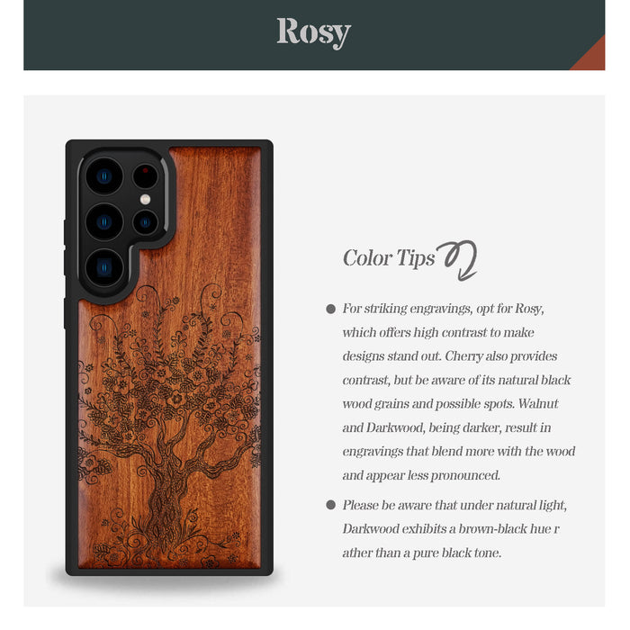 The Enchanted Tree, Classic Engraved Wood & TPU Case - Artisanal Cover for Samsung Galaxy