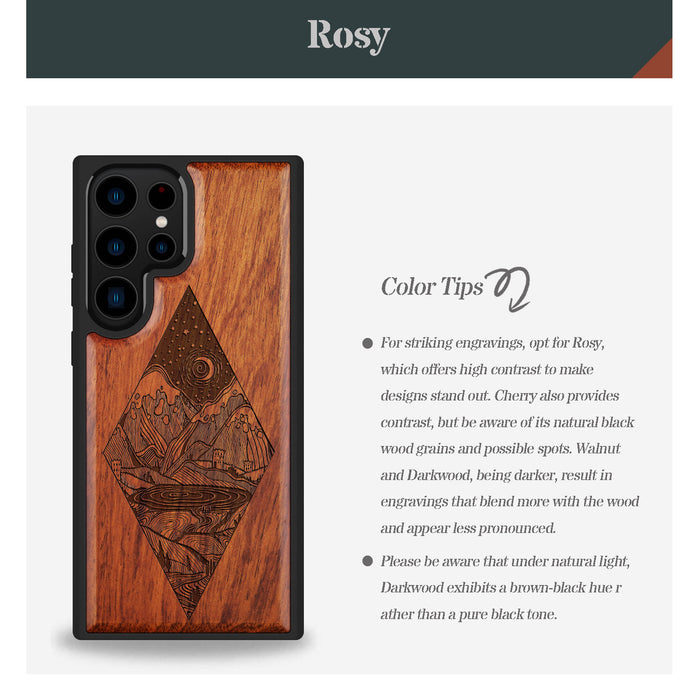 A Glimpse into the Starlit Wilderness, Classic Engraved Wood & TPU Case - Artisanal Cover for Samsung Galaxy