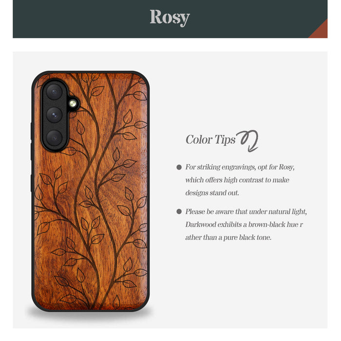 The Essence of Foliage, Classic Engraved Wood & TPU Case - Artisanal Cover for Samsung Galaxy