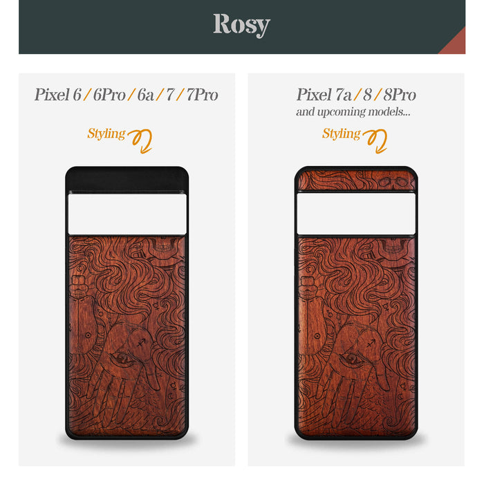 Handlesekunst, Classic Engraved Wood & TPU Case - Artisanal Cover for Google Pixel