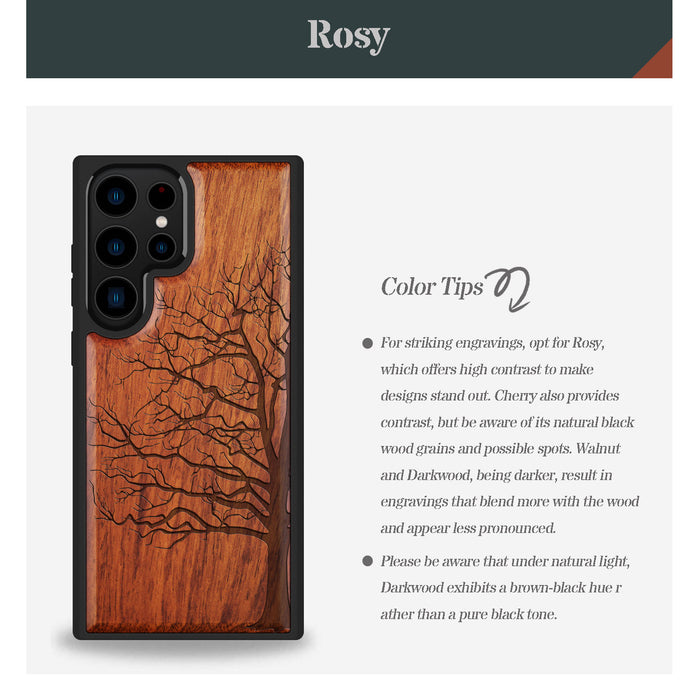 The Bare Tree, Classic Engraved Wood & TPU Case - Artisanal Cover for Samsung Galaxy