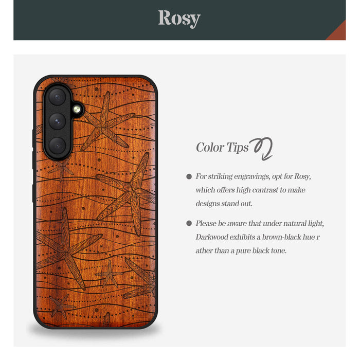 The Starfish Tapestry, Classic Engraved Wood & TPU Case - Artisanal Cover for Samsung Galaxy