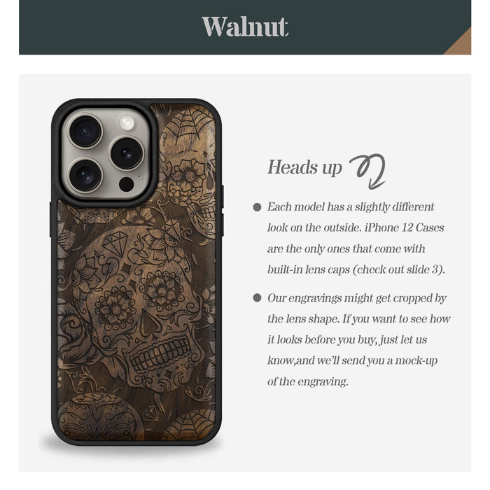 Dance of the Sugar Skulls, Classic Engraved Wood & TPU Case - Artisanal Cover for Apple iPhone