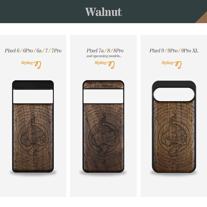 A Mingle of Might and Mystery, Classic Engraved Wood & TPU Case - Artisanal Cover for Google Pixel