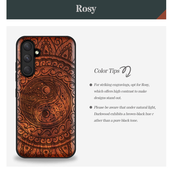 The Yin Yang Paisley, Classic Engraved Wood & TPU Case - Artisanal Cover for Samsung Galaxy