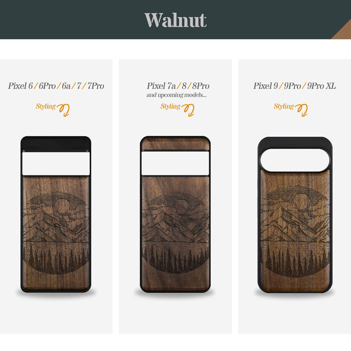 A Captivating Landscape Painting, Classic Engraved Wood & TPU Case - Artisanal Cover for Google Pixel