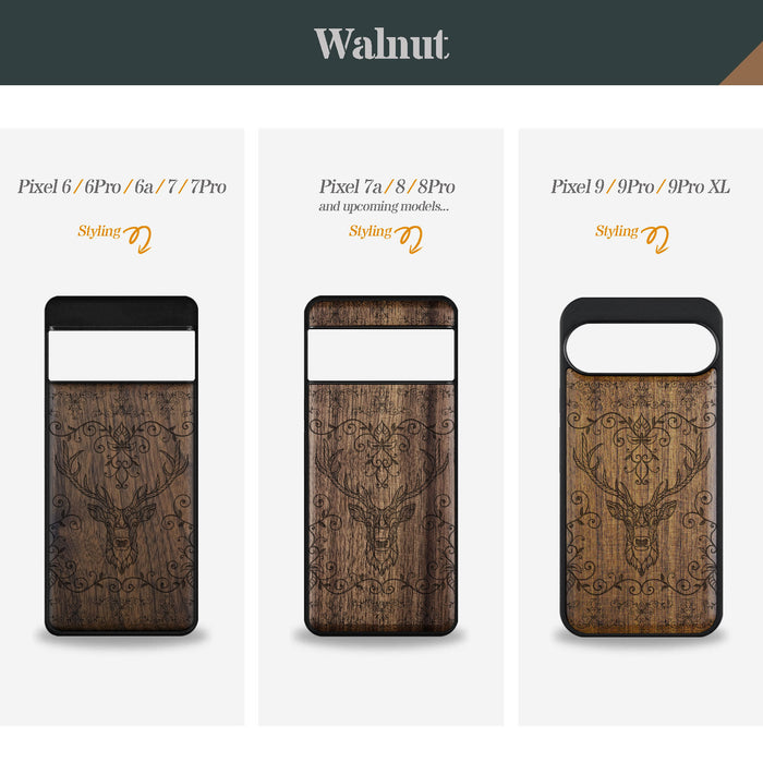 Elegance of the Enchanted Forest, Classic Engraved Wood & TPU Case - Artisanal Cover for Google Pixel