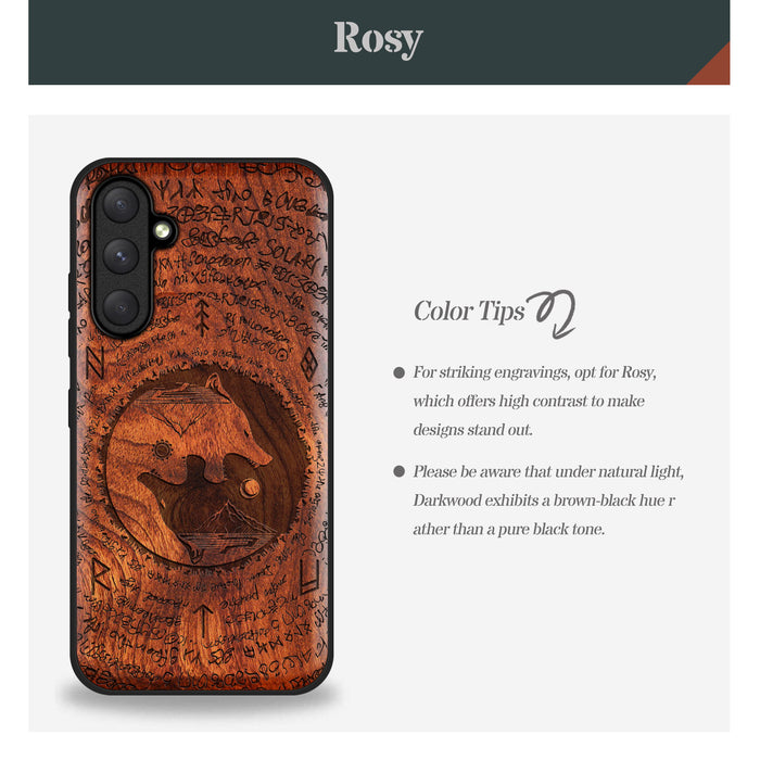 A Yin-Yang Journey, Classic Engraved Wood & TPU Case - Artisanal Cover for Samsung Galaxy