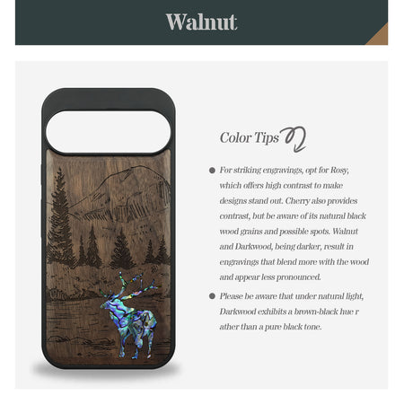 An Enthralling Natural Landscape Illustration Hand-Inlaid Wood & Mother of Pearl Case Google Pixel Artisanal Case View