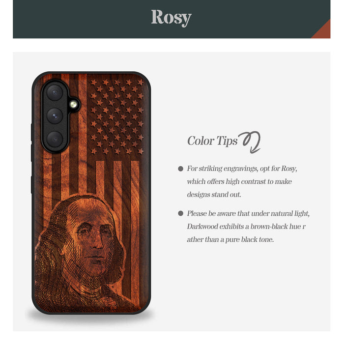 Enduring Vision, Classic Engraved Wood & TPU Case - Artisanal Cover for Samsung Galaxy