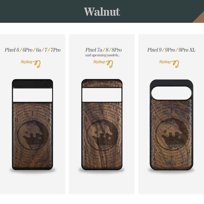 A Yin-Yang Journey, Classic Engraved Wood & TPU Case - Artisanal Cover for Google Pixel