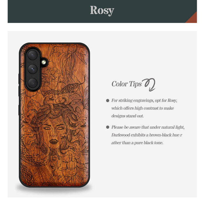 The Medusa Enigma, Classic Engraved Wood & TPU Case - Artisanal Cover for Samsung Galaxy