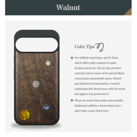 Solar System Simplicity Hand-Inlaid Wood & Mother of Pearl Case Google Pixel Artisanal Case View