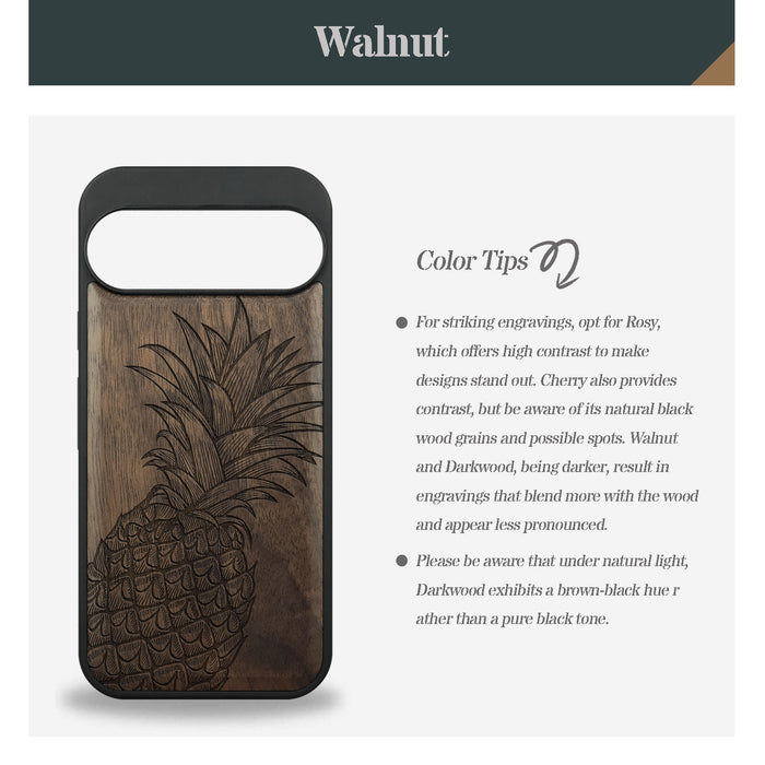 The Pineapple Fruit Design, Classic Engraved Wood & TPU Case - Artisanal Cover for Google Pixel