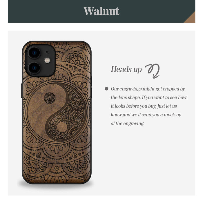 The Yin-Yang Mandala, Classic Engraved Wood & TPU Case - Artisanal Cover for Apple iPhone