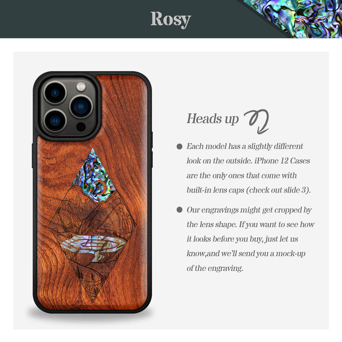 A Glimpse into the Starlit Wilderness, Hand-Inlaid Wood & Mother of Pearl Case - Artisanal Cover for Apple iPhone