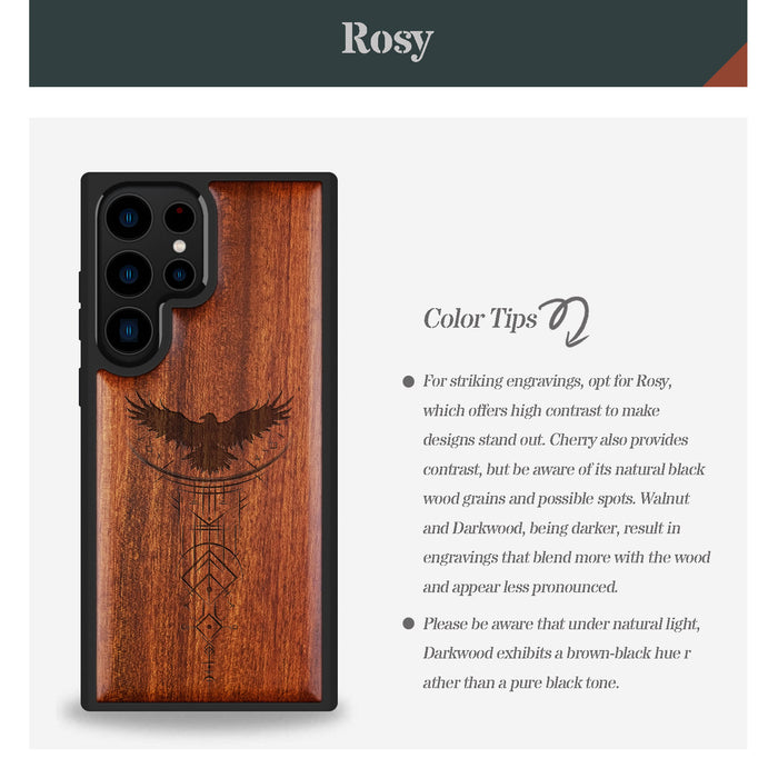 Norse Symbols, Classic Engraved Wood & TPU Case - Artisanal Cover for Samsung Galaxy