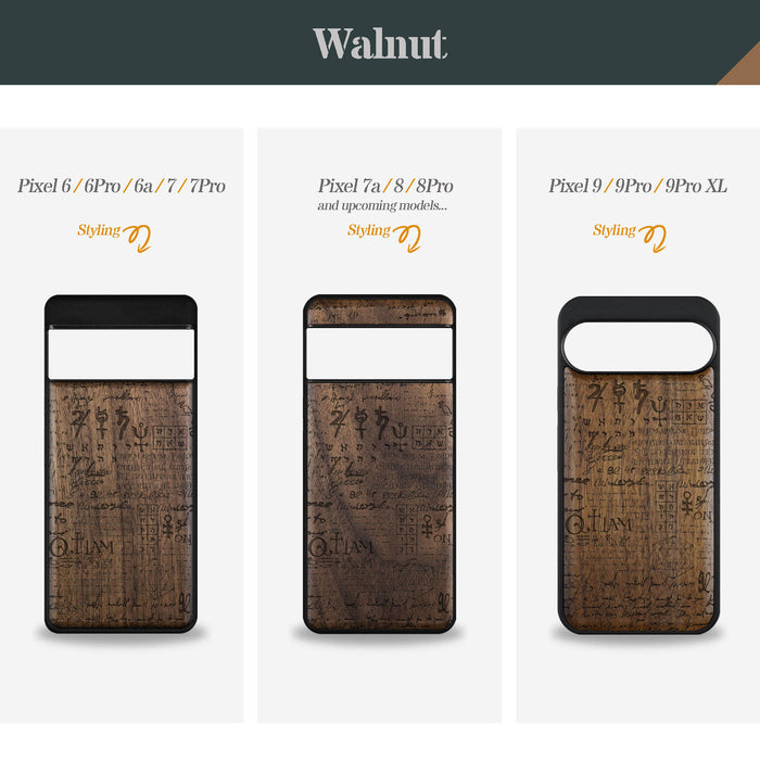 Lorem Ipsum Newsprint Pattern, Classic Engraved Wood & TPU Case - Artisanal Cover for Google Pixel