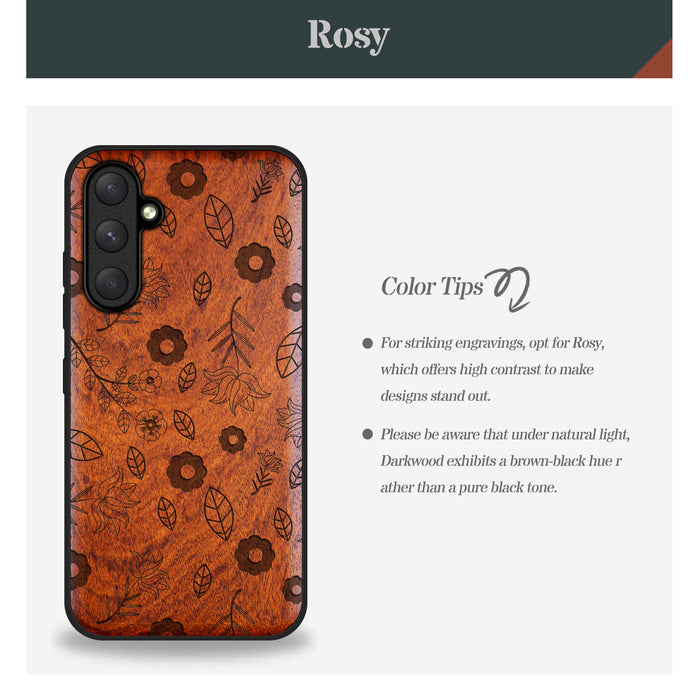 The Floral Continuum, Classic Engraved Wood & TPU Case - Artisanal Cover for Samsung Galaxy