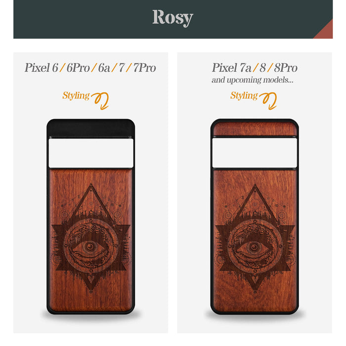 Storm Eye, Classic Engraved Wood & TPU Case - Artisanal Cover for Google Pixel