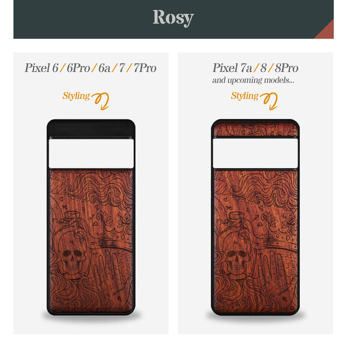 Zodiac Mystique, Classic Engraved Wood & TPU Case - Artisanal Cover for Google Pixel