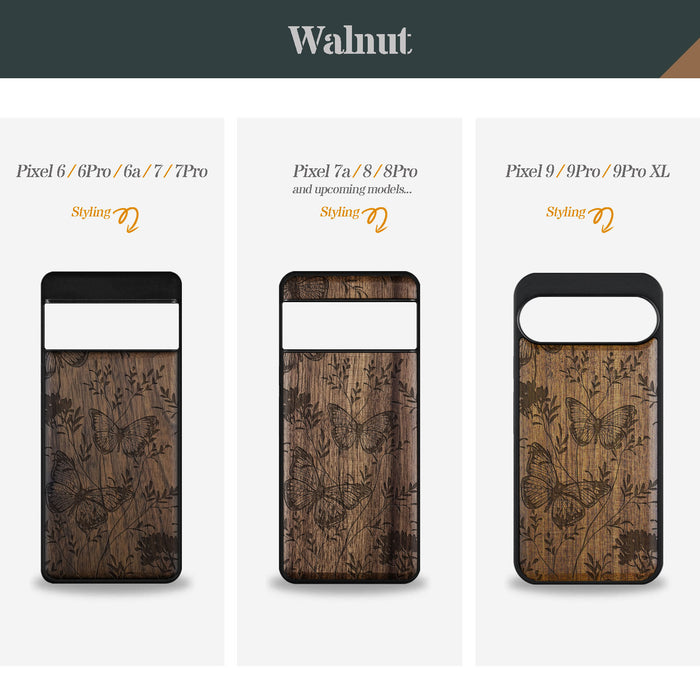 A Dance of Nature, Classic Engraved Wood & TPU Case - Artisanal Cover for Google Pixel